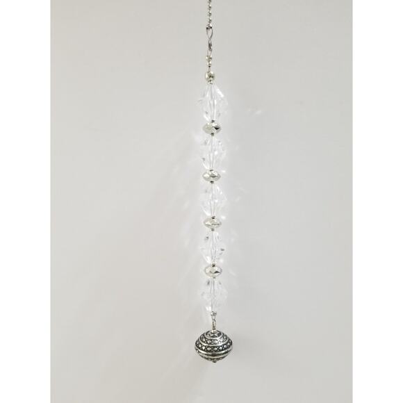 Clear beads silvertone fan/light chain pull combine shipping fl4 - Picture 1 of 2